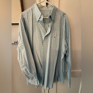 Southern Tide Blue and Green Plaid Shirt